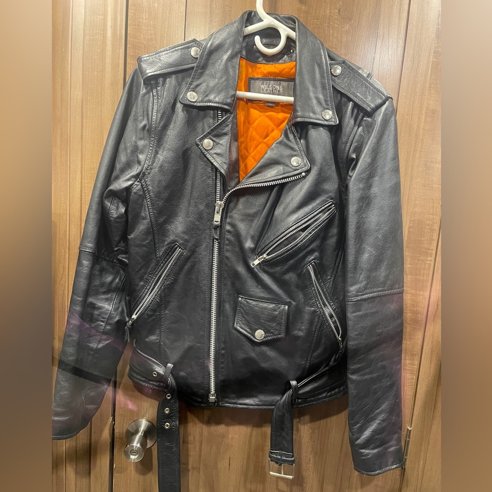 Wilsons Leather Motorcycle Jacket Biker Classic Brando Perfecto Small